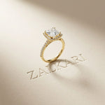 2.50 Ct Princess Cut Architectural Hidden Halo Moissanite Ring