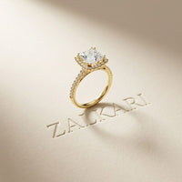 2.50 Ct Princess Cut Architectural Hidden Halo Moissanite Ring