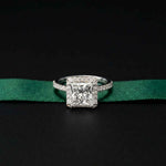 2.50 Ct Princess Cut Architectural Hidden Halo Moissanite Ring