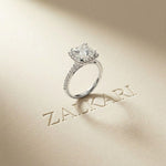 2.50 Ct Princess Cut Architectural Hidden Halo Moissanite Ring