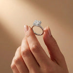 2.50 Ct Princess Cut Architectural Hidden Halo Moissanite Ring