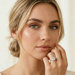 2.50 Ct Princess Cut Architectural Hidden Halo Moissanite Ring