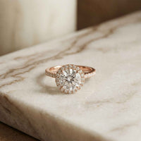 2.48 Ct Round Cut Floating Halo Cathedral Ring