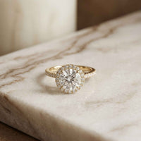 2.48 Ct Round Cut Floating Halo Cathedral Ring