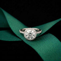 2.48 Ct Round Cut Floating Halo Cathedral Ring