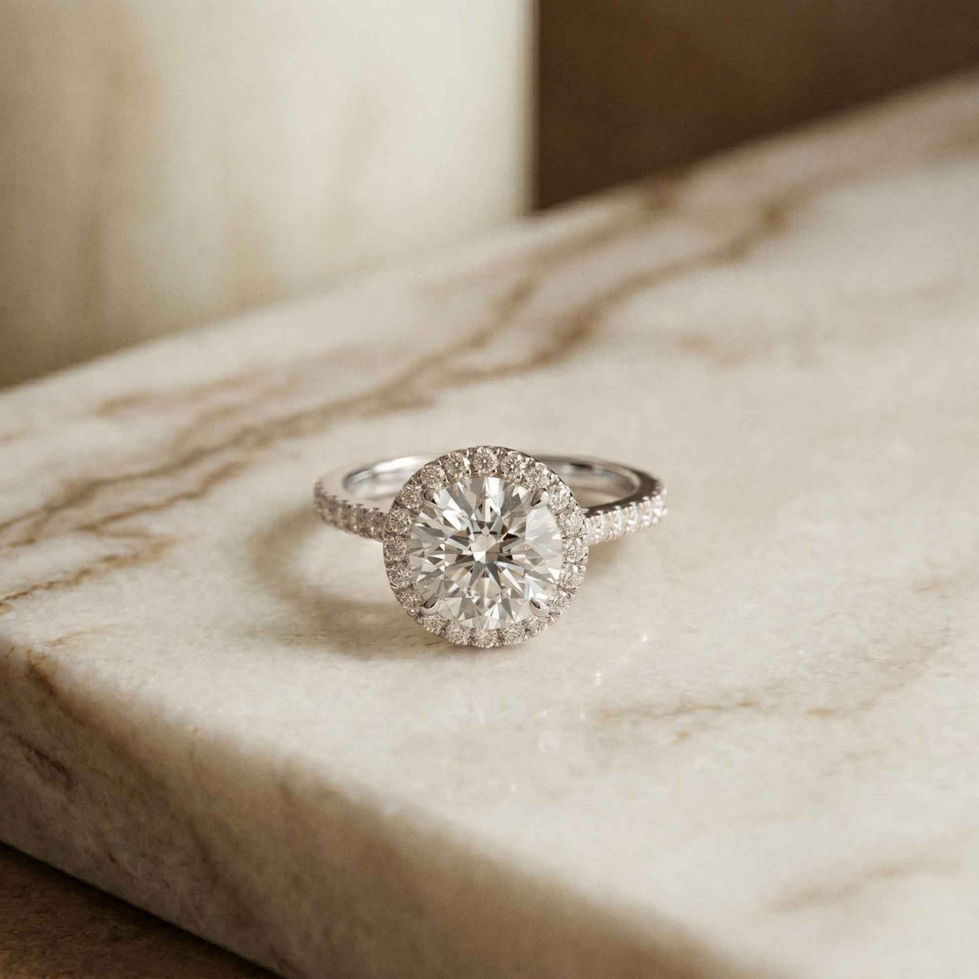 2.48 Ct Round Cut Floating Halo Cathedral Ring