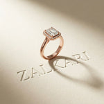 2.29 Ct Radiant & Round Moissanite Halo Ring for Women
