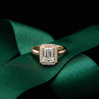 2.29 Ct Radiant & Round Moissanite Halo Ring for Women