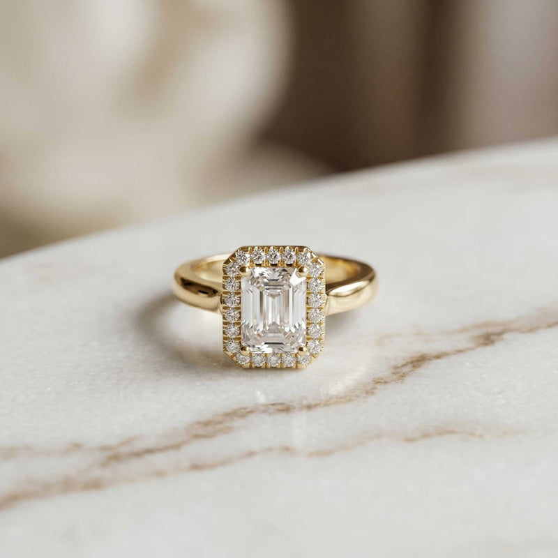 2.29 Ct Radiant & Round Moissanite Halo Ring for Women