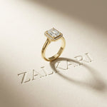 2.29 Ct Radiant & Round Moissanite Halo Ring for Women