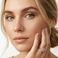 2.29 Ct Asscher & Round Moissanite Halo Engagement Ring