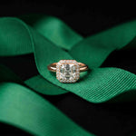 2.29 Ct Asscher & Round Moissanite Halo Engagement Ring