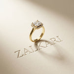 2.29 Ct Asscher & Round Moissanite Halo Engagement Ring
