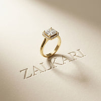 2.29 Ct Asscher & Round Moissanite Halo Engagement Ring