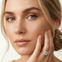 2.29 Ct Asscher & Round Moissanite Halo Engagement Ring