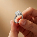 2.29 Ct Asscher & Round Moissanite Halo Engagement Ring
