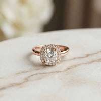2.27 Ct Cushion Cut Moissanite Classic Halo Ring
