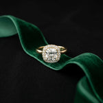 2.27 Ct Cushion Cut Moissanite Classic Halo Ring