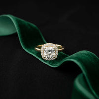 2.27 Ct Cushion Cut Moissanite Classic Halo Ring