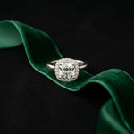 2.27 Ct Cushion Cut Moissanite Classic Halo Ring