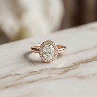 2.24 Ct Oval Cut Moissanite Signature Halo Ring