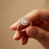 2.24 Ct Oval Cut Moissanite Signature Halo Ring