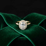2.24 Ct Oval Cut Moissanite Signature Halo Ring