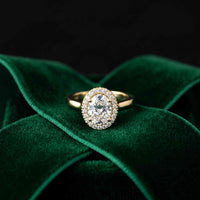 2.24 Ct Oval Cut Moissanite Signature Halo Ring