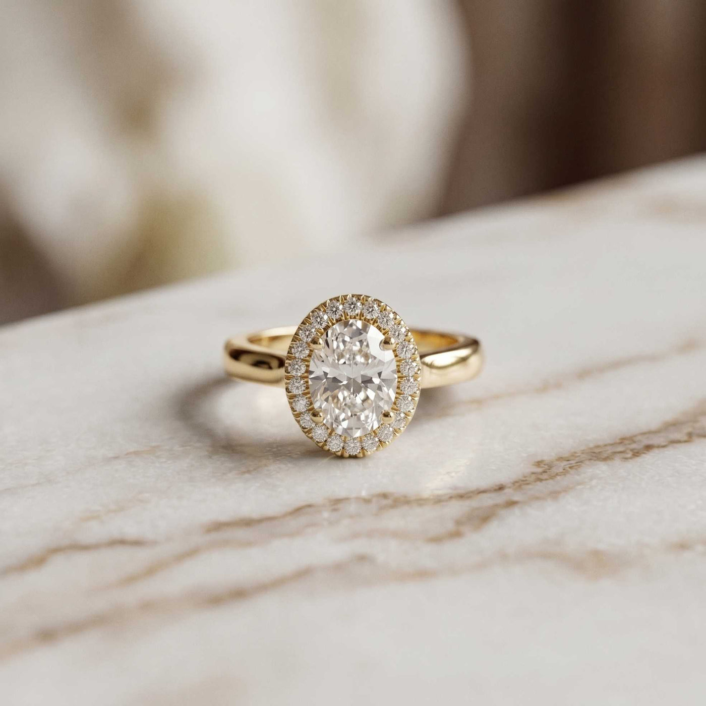 2.24 Ct Oval Cut Moissanite Signature Halo Ring