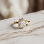 2.24 Ct Oval Cut Moissanite Signature Halo Ring