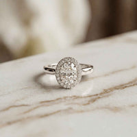 2.24 Ct Oval Cut Moissanite Signature Halo Ring