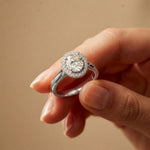 2.24 Ct Oval Cut Moissanite Signature Halo Ring