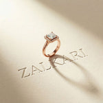 2.26 Ct Princess & Round Moissanite Geometric Halo Ring