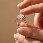 2.26 Ct Princess & Round Moissanite Geometric Halo Ring