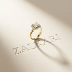 2.26 Ct Princess & Round Moissanite Geometric Halo Ring