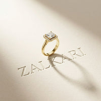 2.26 Ct Princess & Round Moissanite Geometric Halo Ring