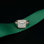 2.26 Ct Princess & Round Moissanite Geometric Halo Ring