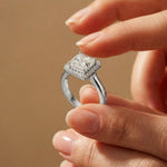 2.26 Ct Princess & Round Moissanite Geometric Halo Ring