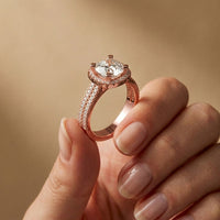 2.9 Ct Cushion Cut Moissanite Double Pavé Halo Ring