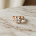 2.9 Ct Cushion Cut Moissanite Double Pavé Halo Ring