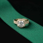 2.9 Ct Cushion Cut Moissanite Double Pavé Halo Ring