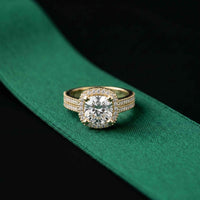 2.9 Ct Cushion Cut Moissanite Double Pavé Halo Ring