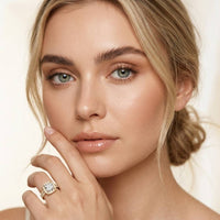 2.9 Ct Cushion Cut Moissanite Double Pavé Halo Ring