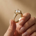 2.9 Ct Cushion Cut Moissanite Double Pavé Halo Ring
