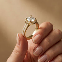 2.9 Ct Cushion Cut Moissanite Double Pavé Halo Ring