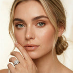 2.9 Ct Cushion Cut Moissanite Double Pavé Halo Ring