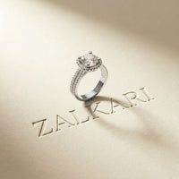 2.9 Ct Cushion Cut Moissanite Double Pavé Halo Ring