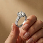 2.9 Ct Cushion Cut Moissanite Double Pavé Halo Ring
