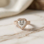2.9 Ct Heart Cut Moissanite Cathedral Pavé Halo Ring