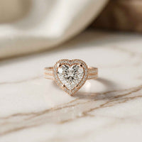 2.9 Ct Heart Cut Moissanite Cathedral Pavé Halo Ring
